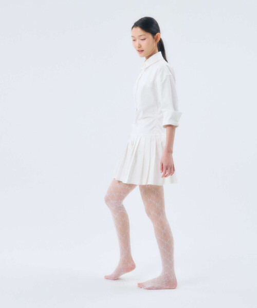 FREAK'S STORE（フリークスストア）の「I HATE MONDAY/アイヘイトマンデー Flower Jacuaed Lace Stocking/フラワージャガードレースストッキング（タイツ/ストッキング・レディース・ブラック/オフホワイト・ONE SIZE）」の7枚目の写真