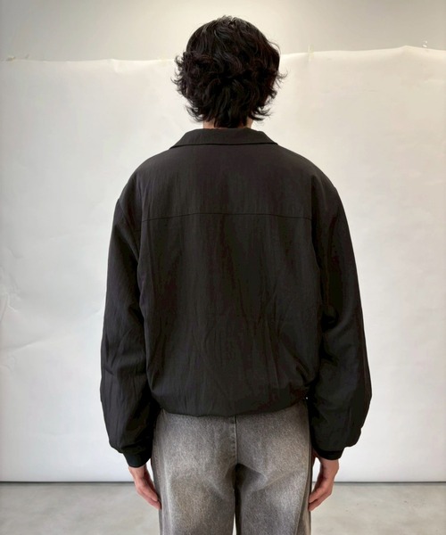 00s Harrington jacket ベロア調 ブラック 短丈 古着 XL ZIP FIVE -White Line- ブルゾン アウター 「White Line」 90s ベロア