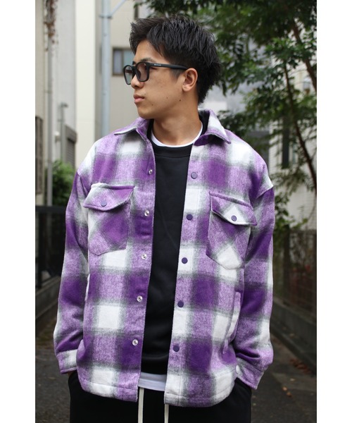 aimoha(アイモハ)の「aimoha men チェック柄CPOシャツジャケット/Checked CPO shirt jacket(その他アウター・メンズ・ブラック/チョコ/パープル・X-LARGE/LARGE/MEDIUM)」の3枚目の写真
