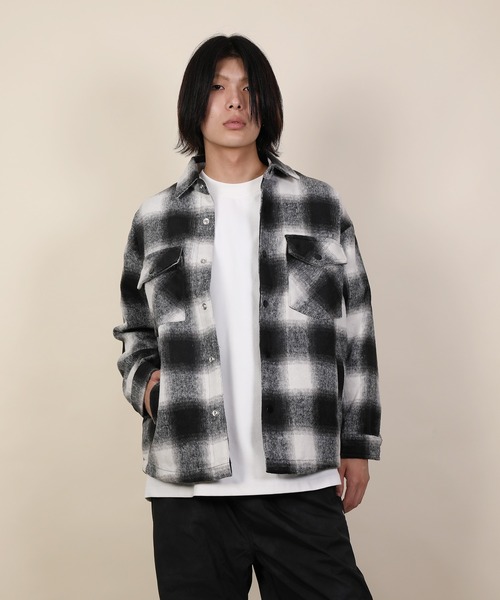 aimoha(アイモハ)の「aimoha men チェック柄CPOシャツジャケット/Checked CPO shirt jacket(その他アウター・メンズ・ブラック/チョコ/パープル・X-LARGE/LARGE/MEDIUM)」の2枚目の写真