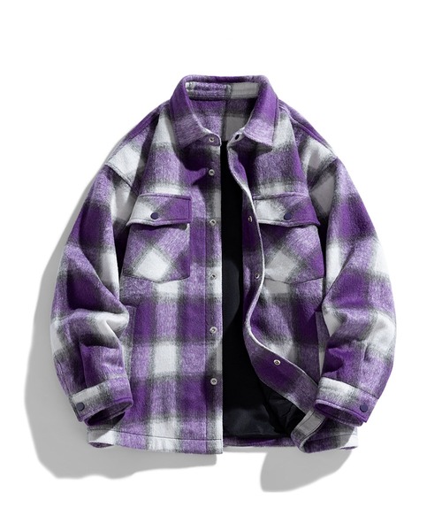 aimoha(アイモハ)の「aimoha men チェック柄CPOシャツジャケット/Checked CPO shirt jacket(その他アウター・メンズ・ブラック/チョコ/パープル・X-LARGE/LARGE/MEDIUM)」の6枚目の写真