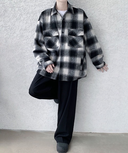 aimoha(アイモハ)の「aimoha men チェック柄CPOシャツジャケット/Checked CPO shirt jacket(その他アウター・メンズ・ブラック/チョコ/パープル・X-LARGE/LARGE/MEDIUM)」の14枚目の写真