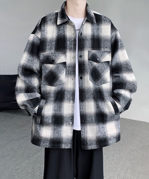 aimoha(アイモハ)の「aimoha men チェック柄CPOシャツジャケット/Checked CPO shirt jacket(その他アウター・メンズ・ブラック/チョコ/パープル・X-LARGE/LARGE/MEDIUM)」の15枚目の写真