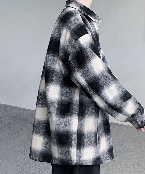 aimoha(アイモハ)の「aimoha men チェック柄CPOシャツジャケット/Checked CPO shirt jacket(その他アウター・メンズ・ブラック/チョコ/パープル・X-LARGE/LARGE/MEDIUM)」の4枚目の写真