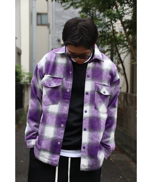 aimoha(アイモハ)の「aimoha men チェック柄CPOシャツジャケット/Checked CPO shirt jacket(その他アウター・メンズ・ブラック/チョコ/パープル・X-LARGE/LARGE/MEDIUM)」の16枚目の写真