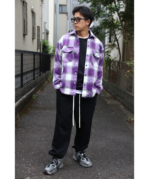 aimoha(アイモハ)の「aimoha men チェック柄CPOシャツジャケット/Checked CPO shirt jacket(その他アウター・メンズ・ブラック/チョコ/パープル・X-LARGE/LARGE/MEDIUM)」の17枚目の写真