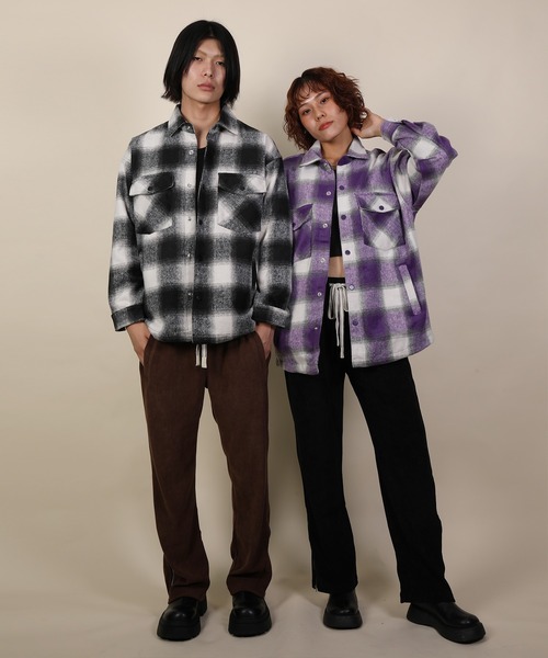 aimoha(アイモハ)の「aimoha men チェック柄CPOシャツジャケット/Checked CPO shirt jacket(その他アウター・メンズ・ブラック/チョコ/パープル・X-LARGE/LARGE/MEDIUM)」の22枚目の写真