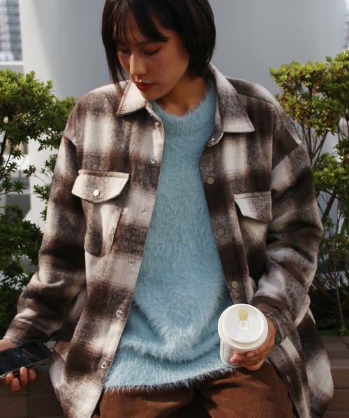 aimoha(アイモハ)の「aimoha men チェック柄CPOシャツジャケット/Checked CPO shirt jacket(その他アウター・メンズ・ブラック/チョコ/パープル・X-LARGE/LARGE/MEDIUM)」の20枚目の写真