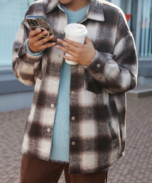 aimoha(アイモハ)の「aimoha men チェック柄CPOシャツジャケット/Checked CPO shirt jacket(その他アウター・メンズ・ブラック/チョコ/パープル・X-LARGE/LARGE/MEDIUM)」の21枚目の写真