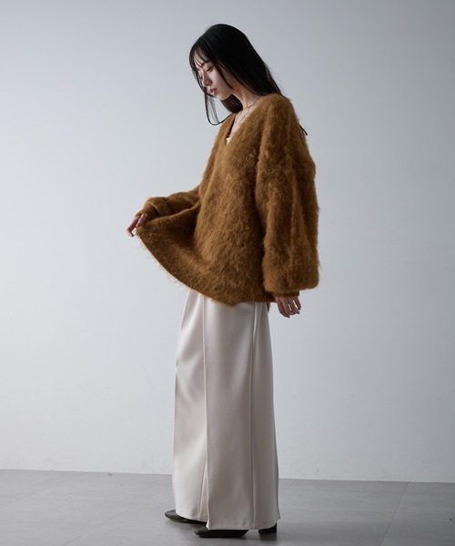 SOELA（ソエラ）の「【INGNI  SOELA】ミックスシャギーVネックニット／WEB限定（ニット/セーター・レディース・チャコールグレー/カーキ/ライトベージュ・M）」の17枚目の写真