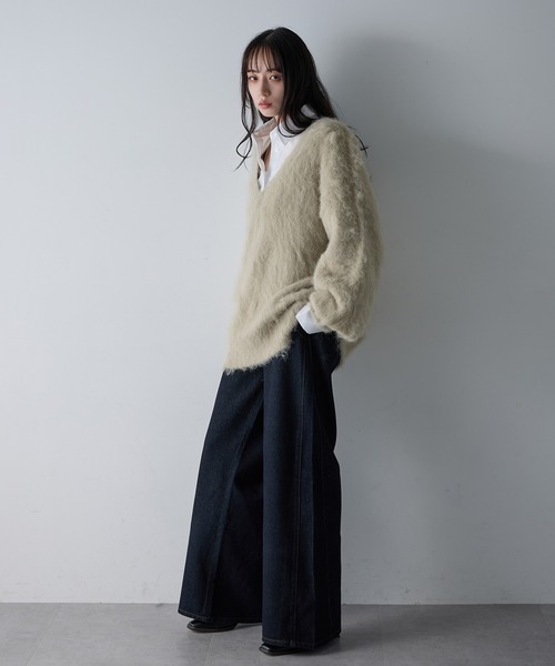 SOELA（ソエラ）の「【INGNI  SOELA】ミックスシャギーVネックニット／WEB限定（ニット/セーター・レディース・チャコールグレー/カーキ/ライトベージュ・M）」の21枚目の写真