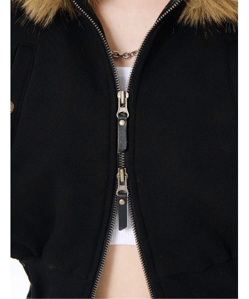 runningHIGH（ランニングハイ）の「A'GEM/9 × .kom 『runningHIGH/ランニングハイ』 FUR ZIP UP HOODIE/ファージップアップパーカー（パーカー・レディース・チャコールグレー/ブラック・FREE）」の15枚目の写真