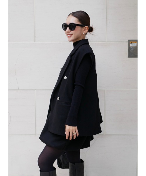 BeBeoD（べベッド）の「バックリボンテーラードベスト（テーラードジャケット・レディース・ブラック/グレー・フリー）」の2枚目の写真