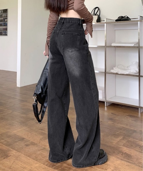 kirakiraShop(キラキラショップ)の「裏起毛 ヴィンテージ ウォッシュ デニム パンツ(デニムパンツ・レディース・ブラック・S/M/L)」の11枚目の写真