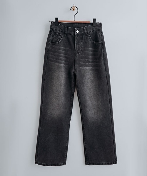 kirakiraShop(キラキラショップ)の「裏起毛 ヴィンテージ ウォッシュ デニム パンツ(デニムパンツ・レディース・ブラック・S/M/L)」の16枚目の写真
