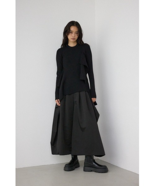 AZUL by moussy(アズールバイマウジー)の「【PLUS】ドレープワイドパンツ(スラックス・レディース・ブラック/カーキ・SMALL/MEDIUM)」の5枚目の写真