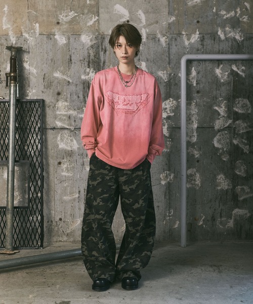 ILL'S(イルズ)の「フェード加工刺繍ロンT(Tシャツ/カットソー・メンズ・ブラック/ピンク・L/M)」の7枚目の写真