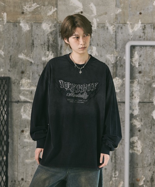 ILL'S(イルズ)の「フェード加工刺繍ロンT(Tシャツ/カットソー・メンズ・ブラック/ピンク・L/M)」の17枚目の写真