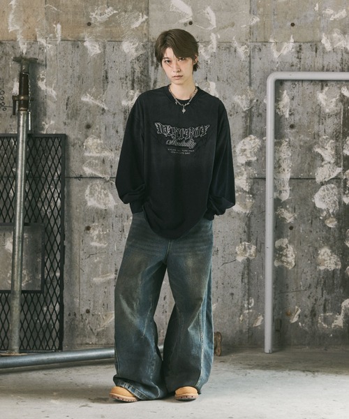 ILL'S(イルズ)の「フェード加工刺繍ロンT(Tシャツ/カットソー・メンズ・ブラック/ピンク・L/M)」の19枚目の写真