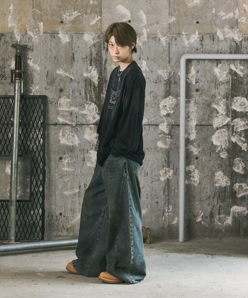 ILL'S(イルズ)の「フェード加工刺繍ロンT(Tシャツ/カットソー・メンズ・ブラック/ピンク・L/M)」の21枚目の写真