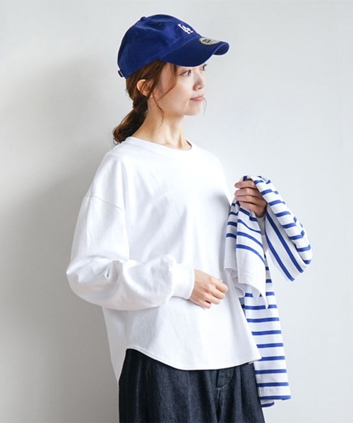 SOLAMONAT(ソラモナ)の「ペンネ天竺メンズライクプルオーバー(Tシャツ/カットソー・レディース・ホワイト/ヘザーチャコール/ブラック/カーキ・FREE)」の2枚目の写真