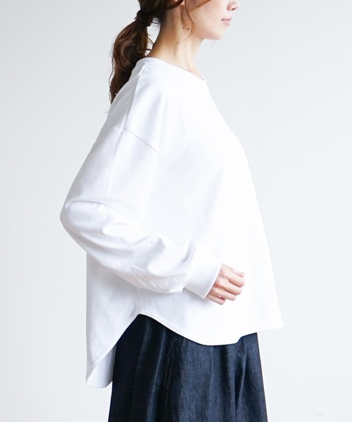 SOLAMONAT(ソラモナ)の「ペンネ天竺メンズライクプルオーバー(Tシャツ/カットソー・レディース・ホワイト/ヘザーチャコール/ブラック/カーキ・FREE)」の12枚目の写真