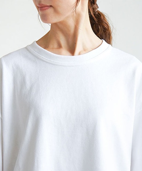 SOLAMONAT(ソラモナ)の「ペンネ天竺メンズライクプルオーバー(Tシャツ/カットソー・レディース・ホワイト/ヘザーチャコール/ブラック/カーキ・FREE)」の14枚目の写真