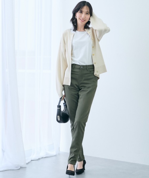 slattgir(スラットジール)の「高身長 ストレッチチノ裏フリーススキニーパンツ(選べる股下82cm・86cm)(チノパンツ・レディース・カーキ/ブラック/オフホワイト・TL2/TM2/TLL1/TL1/TM1/TLL2/T5L1/T3L2/T4L1/T5L2/T3L1/T4L2)」の13枚目の写真