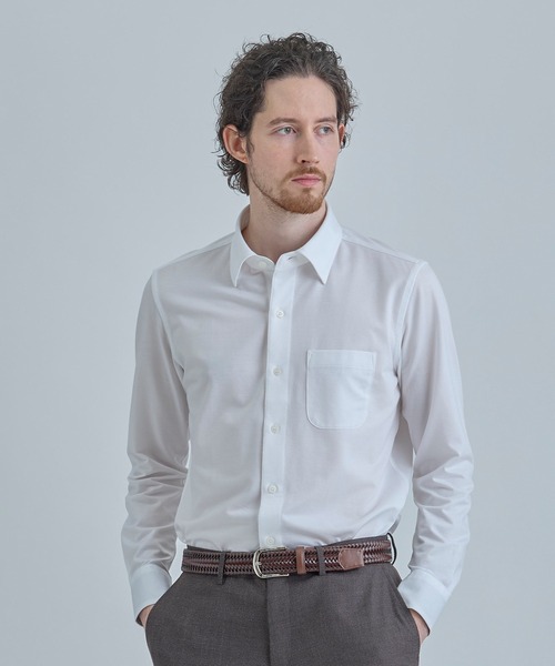 MEN'S BIGI（メンズビギ）の「J-CAMICIE ハイゲージジャージドレスシャツ（Albini×RENU）＜ストレッチ＞（ビジネスシャツ・メンズ・ブラック系その他/ホワイト/ダークネイビー/ネイビー・03/01/02/04）」の2枚目の写真