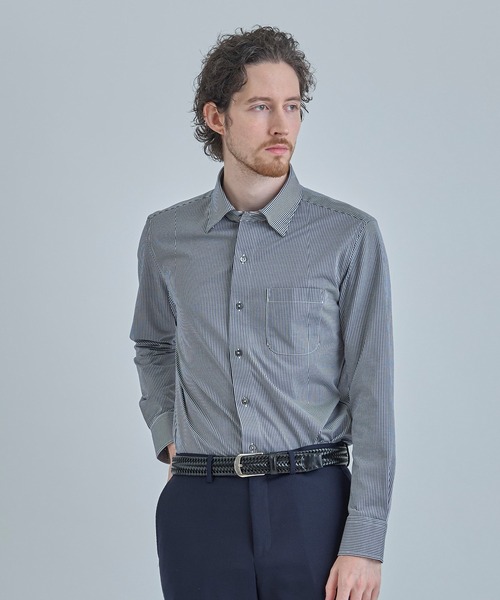 MEN'S BIGI（メンズビギ）の「J-CAMICIE ハイゲージジャージドレスシャツ（Albini×RENU）＜ストレッチ＞（ビジネスシャツ・メンズ・ブラック系その他/ホワイト/ダークネイビー/ネイビー・03/01/02/04）」の12枚目の写真