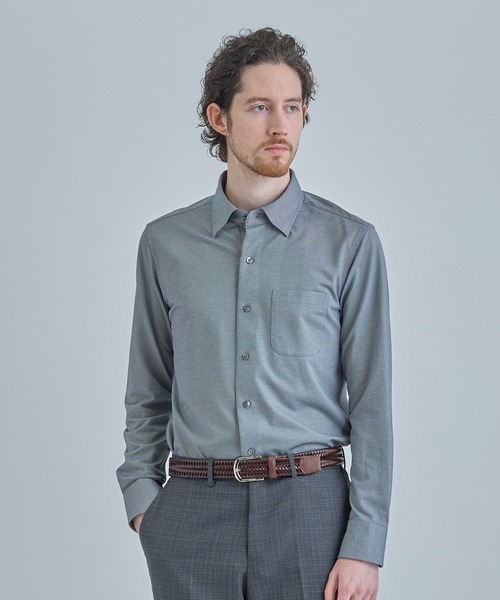 MEN'S BIGI（メンズビギ）の「J-CAMICIE ハイゲージジャージドレスシャツ（Albini×RENU）＜ストレッチ＞（ビジネスシャツ・メンズ・ブラック系その他/ホワイト/ダークネイビー/ネイビー・03/01/02/04）」の5枚目の写真