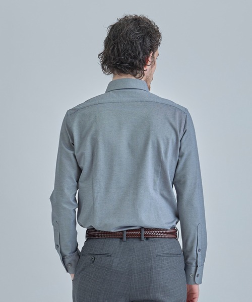 MEN'S BIGI（メンズビギ）の「J-CAMICIE ハイゲージジャージドレスシャツ（Albini×RENU）＜ストレッチ＞（ビジネスシャツ・メンズ・ブラック系その他/ホワイト/ダークネイビー/ネイビー・03/01/02/04）」の7枚目の写真