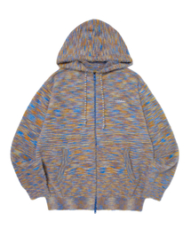 MULTI STRIPED HAIRY ZIPUP (ORANGE)