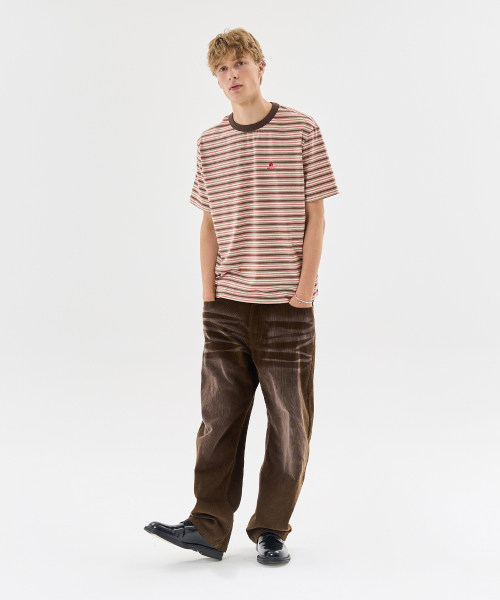 AECA（エイカ）の「STRIPE HALF SLEEVE TEE-BROWN（Tシャツ/カットソー・レディース・その他・MEDIUM/LARGE/X-LARGE/W）」の3枚目の写真