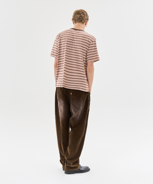 AECA（エイカ）の「STRIPE HALF SLEEVE TEE-BROWN（Tシャツ/カットソー・レディース・その他・MEDIUM/LARGE/X-LARGE/W）」の4枚目の写真
