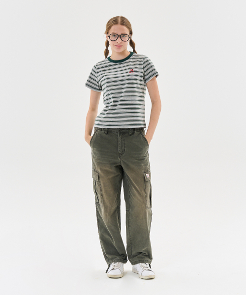 AECA（エイカ）の「STRIPE HALF SLEEVE TEE-BROWN（Tシャツ/カットソー・レディース・その他・MEDIUM/LARGE/X-LARGE/W）」の5枚目の写真