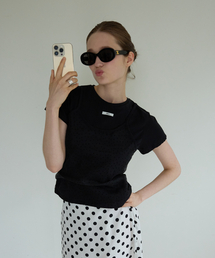 BUSTIER LAYERED T-SHIRT_DOT BLACK