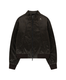 Piping Leather Blouson (Brown)