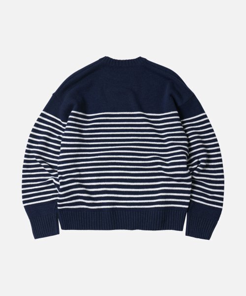 FRIZMWORKS(フリズムワークス)の「WOOL STRIPE RELAX KNIT _ NAVY(ニット/セーター・レディース・その他・MEDIUM/LARGE/X-LARGE)」の2枚目の写真