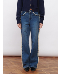 Raw Edge Trimmed Jeans Blue