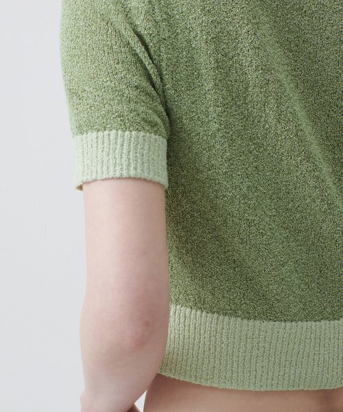 MUSINSA STANDARD WOMAN（ムシンサスタンダードウーマン）の「ウィメンズブークルニットポロシャツ[グリーン]（ニット/セーター・レディース・その他・SMALL/MEDIUM/LARGE/X-SMALL）」の8枚目の写真