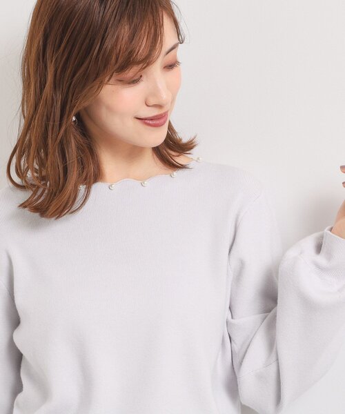 ITS'DEMO(イッツデモ)の「【手洗い可】スカラップパール調ラメニット(ニット/セーター・レディース・ピンク系/ライトグレー/ネイビー/サンドベージュ/オフホワイト・00)」の13枚目の写真