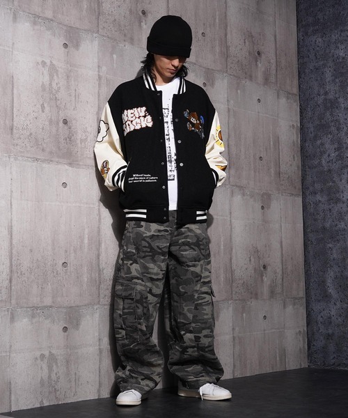1111clothing(ワンフォークロージング)の「NEW JACK スタジアムジャンパー / NEW JACK Stadium Jumper(スタジャン・メンズ・ベージュ/ネイビー/ブラック・L/M)」の6枚目の写真