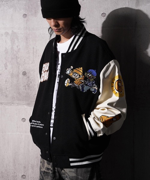 1111clothing(ワンフォークロージング)の「NEW JACK スタジアムジャンパー / NEW JACK Stadium Jumper(スタジャン・メンズ・ベージュ/ネイビー/ブラック・L/M)」の7枚目の写真