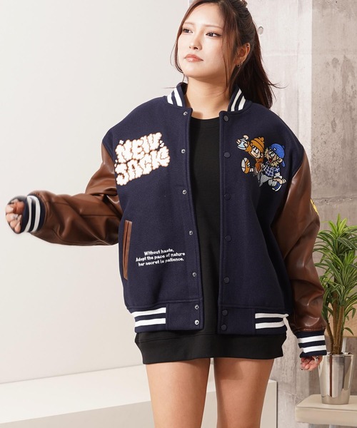 1111clothing(ワンフォークロージング)の「NEW JACK スタジアムジャンパー / NEW JACK Stadium Jumper(スタジャン・メンズ・ベージュ/ネイビー/ブラック・L/M)」の19枚目の写真