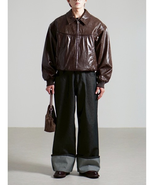 Chikashitsu +(チカシツプラス)の「【Chikashitsu +】roll-up balloon denim pants / 【チカシツプラス】ロールアップバルーンデニムパンツ(デニムパンツ・メンズ・ブルー/ブラック・M/L)」の3枚目の写真