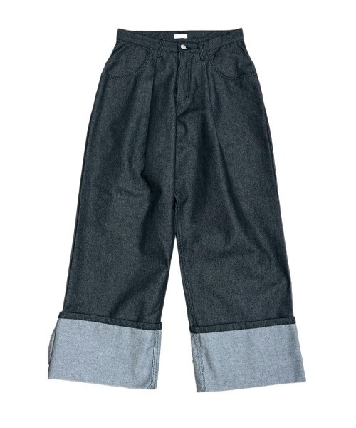 Chikashitsu +(チカシツプラス)の「【Chikashitsu +】roll-up balloon denim pants / 【チカシツプラス】ロールアップバルーンデニムパンツ(デニムパンツ・メンズ・ブルー/ブラック・M/L)」の13枚目の写真