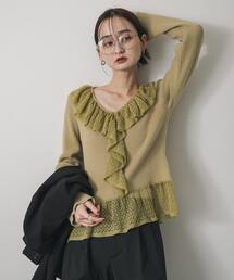 SENSE OF PLACE by URBAN RESEARCH | 『洗濯可』フリルレースフレアスリーブニット(ニット/セーター)