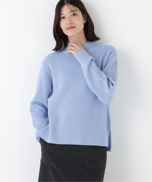 human woman（ヒューマンウーマン）の「◆【ウォッシャブル】ウールハイネック片畦プルオーバー（ニット/セーター・レディース・レッド/ホワイト/ブルー/グレー・MEDIUM）」の3枚目の写真