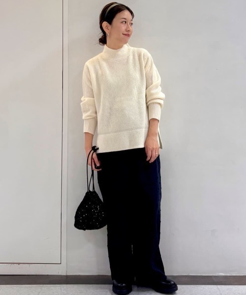 human woman（ヒューマンウーマン）の「◆【ウォッシャブル】ウールハイネック片畦プルオーバー（ニット/セーター・レディース・レッド/ホワイト/ブルー/グレー・MEDIUM）」の5枚目の写真